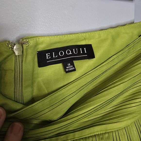 New Rare ELOQUII Women Skirt 16 High Waisted Knit Pleated Midi Skirt green - Picture 4 of 7